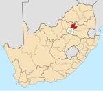 Map of South Africa with Tshwane highlighted (2011)